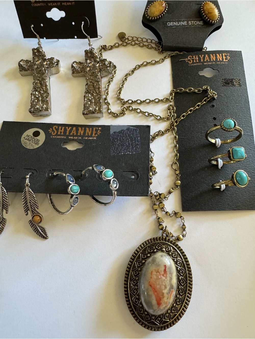 Shyanne Silver-tone Turquoise-Accented Necklace and Earring Set